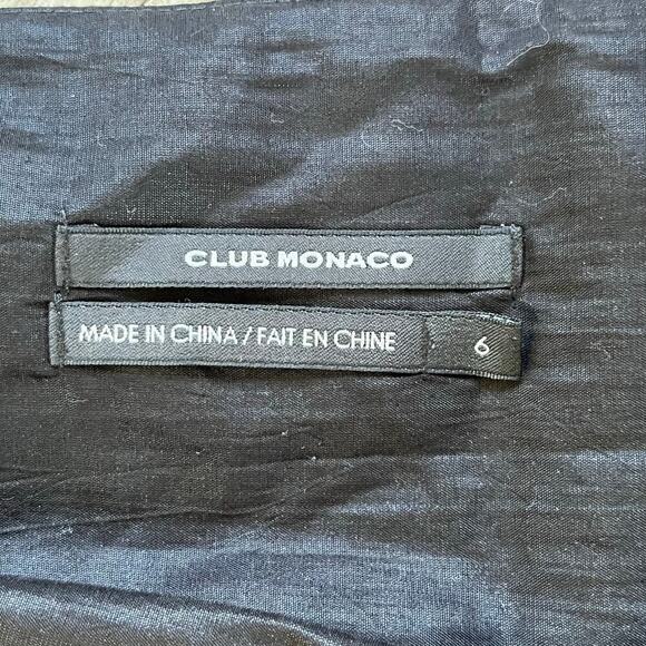 Club Monaco Black Satin Ruffled Tie Waist Mini Skirt Size 6 - Picture 7 of 9